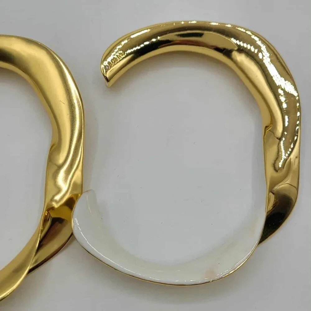 J Crew Gold tone Twisted Cuff Bracelet & White Enamel Gold Tone Twisted Cuff